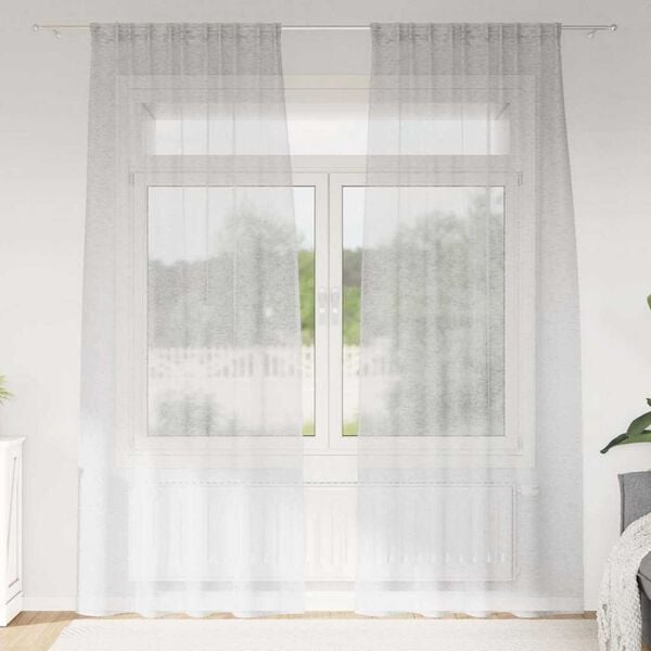 vidaXL Voile Užuolaida 2 pcs &Scaron;viesiai pilka 260 x 140 cm Poliesteris