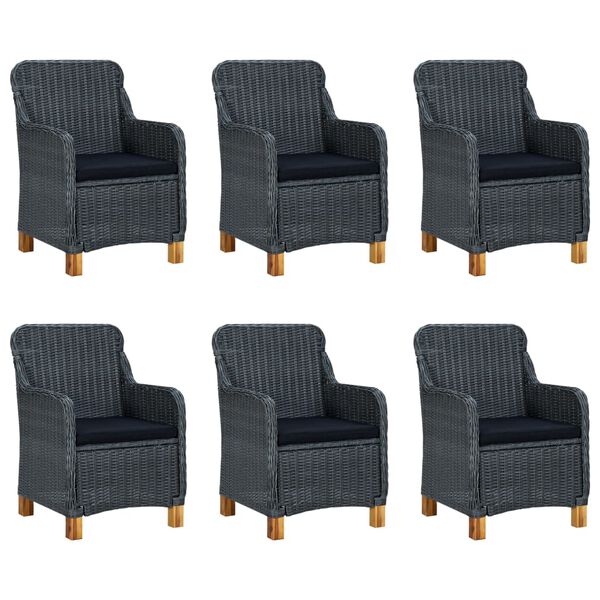 vidaXL Sodo valgomojo komplektas, 7 dalių, tamsiai pilkas