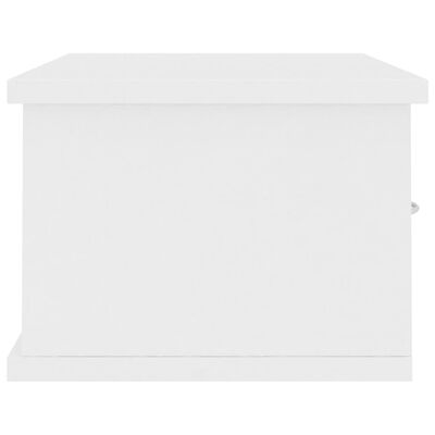 vidaXL Sieninė lentyna su stalčiais, balta, 60x26x18,5cm, MDP