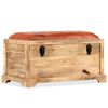 vidaXL Suolas-daiktadėžė, tikra oda, masyvi mango mediena, 80x44x44cm