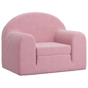 vidaXL Vaiki&scaron;ka sofa-lova, rožinės spalvos, mink&scaron;tas pliu&scaron;as