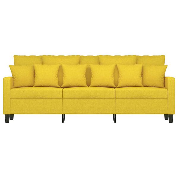 vidaXL Trivietė sofa, &scaron;viesiai geltonos spalvos, 180cm, audinys
