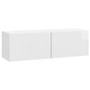 vidaXL Sieninė TV spintelė Itin blizgi balta 98 x 31 x 30 cm