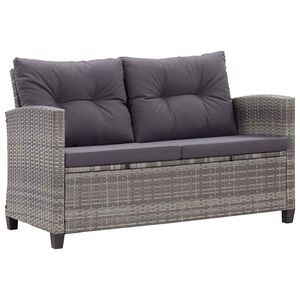 vidaXL Dvivietė sodo sofa su pagalvėlėmis, pilka, 124cm, poliratanas