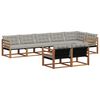 vidaXL Lauko sofos komplektas 8 pcs Natūrali ir &scaron;viesiai pilka