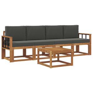 vidaXL Lauko sofos komplektas su pagalve 5 pcs Natūralus ir antracitas