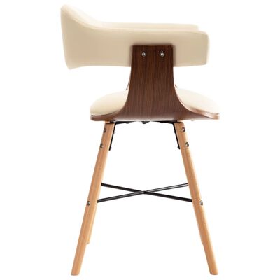 vidaXL Valgomojo kėdės, 4 vnt., kreminės, dirbtinė oda ir mediena