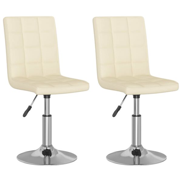 vidaXL Pasukamos valgomojo kėdės, 2vnt., kreminės spalvos, audinys