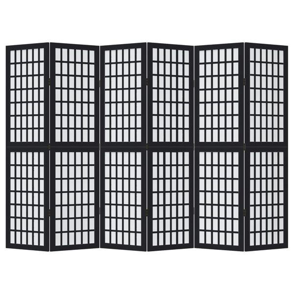 vidaXL Kambario pertvara, 6 segmentai, juoda, paulovnijos mediena