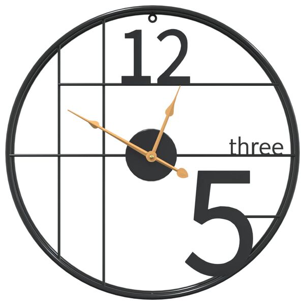 vidaXL Sieninis laikrodis, juodos spalvos, Ø50cm, geležis