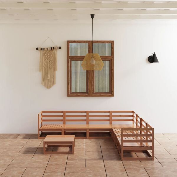 vidaXL Sodo poilsio baldų komplektas, 8 dalių, rudas, pu&scaron;ies masyvas