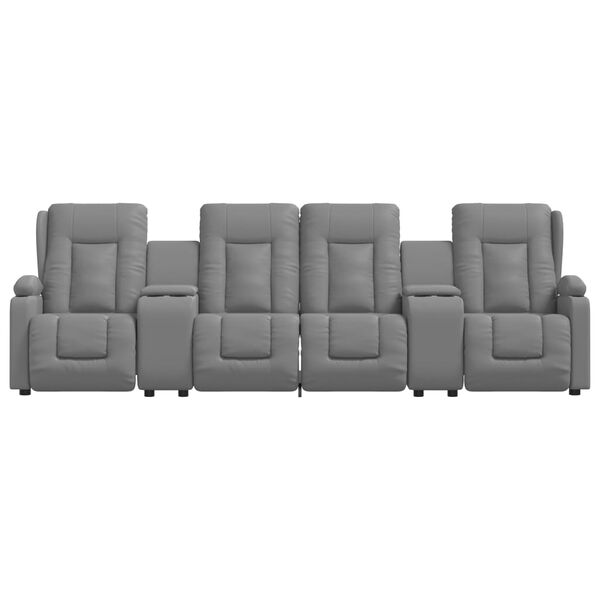 vidaXL Keturvietis atlošiamas masažinis krėslas, pilkas, dirbtinė oda