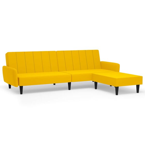 vidaXL Dvivietė sofa-lova su pakoja, geltonos spalvos, aksomas