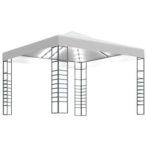 vidaXL Sodo pavėsinė su lempučių girliandomis LED, balta, 3x3m