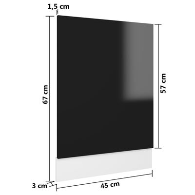 vidaXL Indaplovės plokštė, juodos spalvos, 45x3x67cm, MDP, blizgi