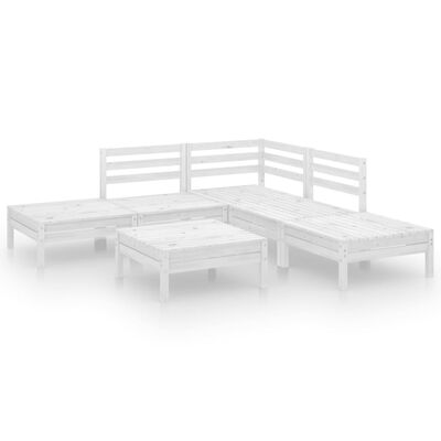 vidaXL Sodo poilsio baldų komplektas, 6 dalių, baltas, pušies masyvas