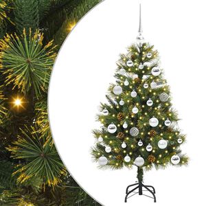 vidaXL Dirbtinis sulankstomas kalėdų medis su kankorėžiais 120 cm
