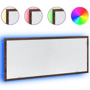 vidaXL Vonios kambario LED veidrodis, rudas, 100x8,5x37cm, mediena