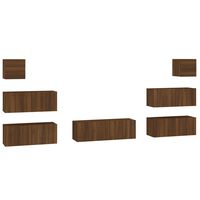 vidaXL TV spintelių komplektas, 7 dalių, rudas ąžuolo, mediena