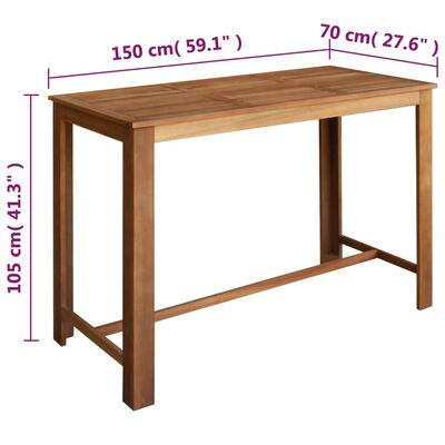 vidaXL Baro stalo ir taburečių komplektas, 7d., akacijos mediena