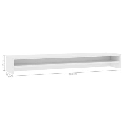 vidaXL Monitoriaus stovas, baltas, 100x24x13 cm, apdirbta mediena