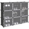 vidaXL Storage Cube Organizer su 9 kubeliais ir durelėmis juodas PP