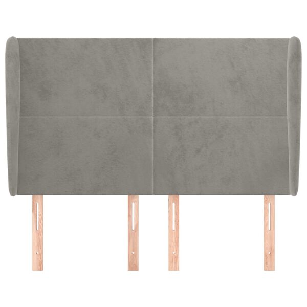 vidaXL Galvūgalis su auselėmis, pilkas, 147x23x118/128cm, aksomas