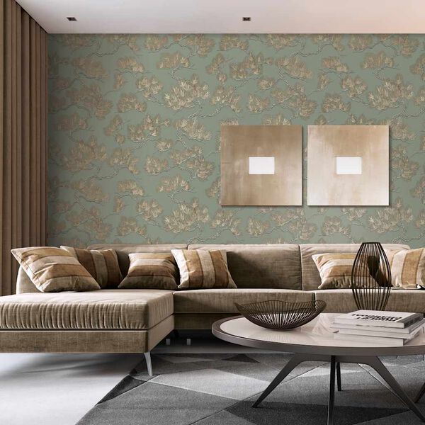 DUTCH WALLCOVERINGS Tapetai, žalios spalvos, su pu&scaron;imis