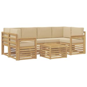 vidaXL Lauko sofos komplektas 7 vnt. Balta ir kreminė Poliesteris