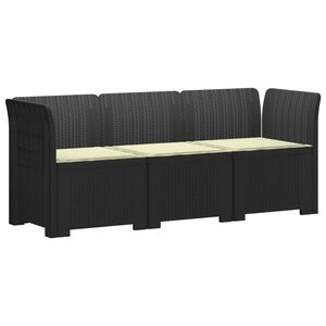 vidaXL 3-vietė sodo sofa su pagalvėlėmis, Rattan i&scaron;vaizda PP Antracito