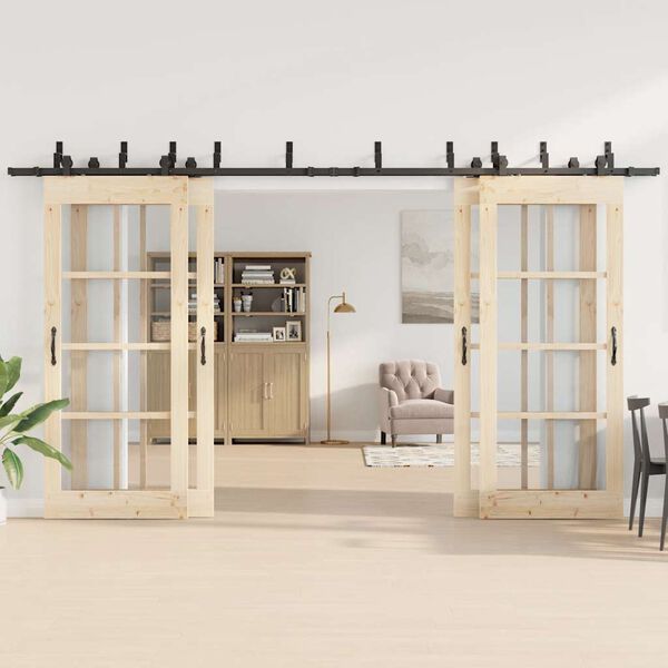 vidaXL Stumdomų durų įrangos rinkinys, juodos sp., 400 cm, plienas