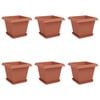 vidaXL Augalų vazonai 6 pcs Raudona plyta 33 x 33 x 26 cm Plastmasė