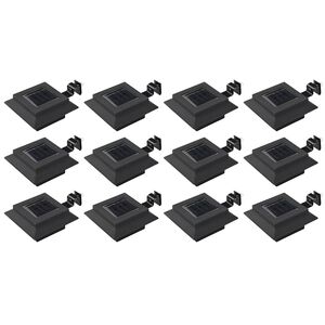 vidaXL Saul. en. įkr. LED lauko &scaron;vies., 12vnt., juod. sp., 12cm, kvad.