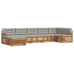 vidaXL Sofų komplektai su pagalve 7 pcs Natūrali ir &scaron;viesiai pilka