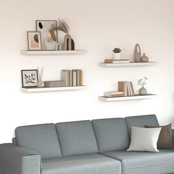 vidaXL Pakabinamos lentynos, 4vnt., ąžuolo/baltos, 90x23,5x3,8cm, MDF