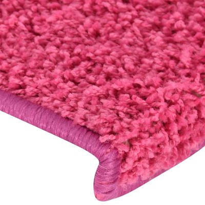 vidaXL Laiptų kilimėliai, 15vnt., rožinės spalvos, 65x25cm