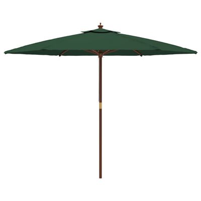 vidaXL Sodo skėtis su mediniu stulpu, žalios spalvos, 299x240cm
