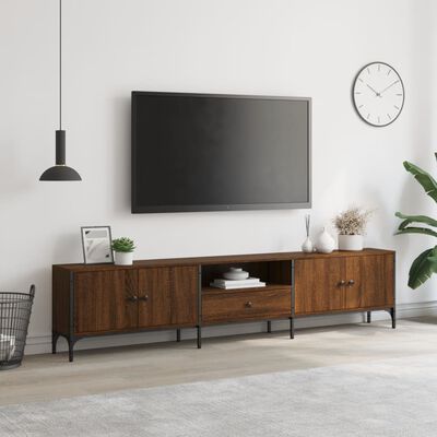 vidaXL TV spintelė su stalčiumi, ruda, 200x25x44cm, apdirbta mediena