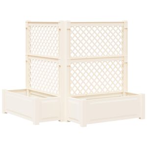 vidaXL Didelis vazonas su treliu 2 pcs Balta 143 x 143 x 133,5 cm PP