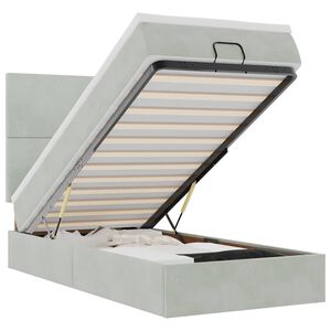 vidaXL Osmanų lovos rėmas su čiužiniais, pilkas, 90x200cm, aksomas