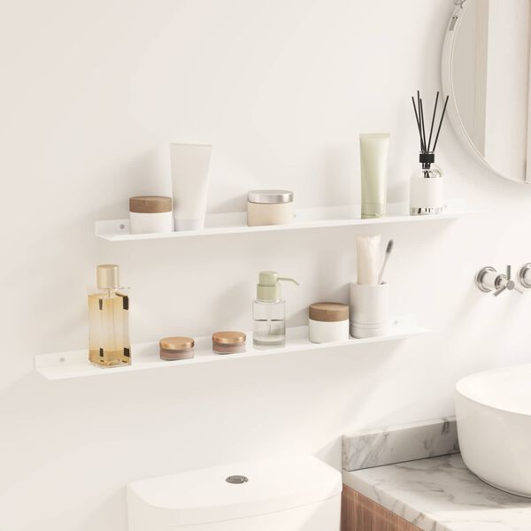 vidaXL Plūduriuojanti lentyna 2 pcs Baltas 80 x 9 x 2,5 cm Plienas