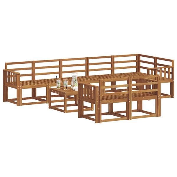 vidaXL Lauko sofos komplektas 9 pcs Natūrali Kietos akacijos mediena