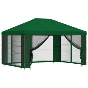 vidaXL Sodo pavėsinė su &scaron;oninėmis sienelėmis 4 &times; 3 m Žalia