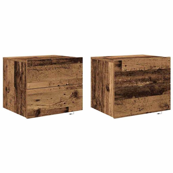 vidaXL &Scaron;alia lovos spintelė 2 pcs Senas medis 50 x 39 x 41 cm