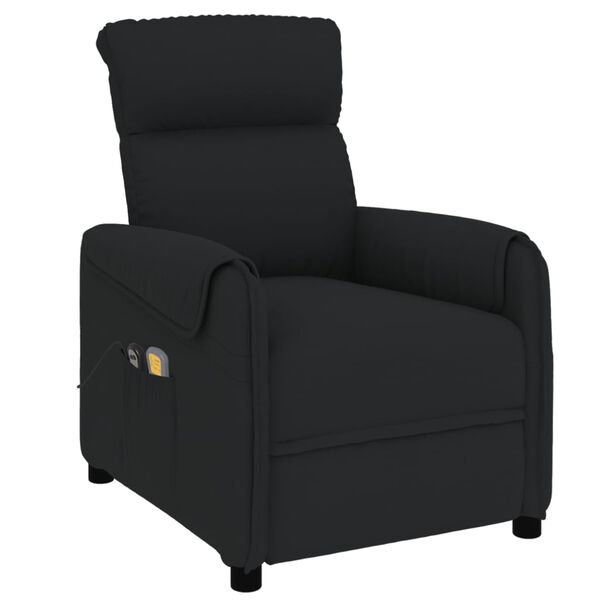 vidaXL Atsistojantis masažinis krėslas, juodos spalvos, audinys