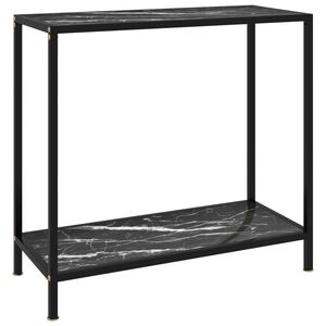 vidaXL Konsolinis staliukas, juodas, 80x35x75cm, grūdintas stiklas