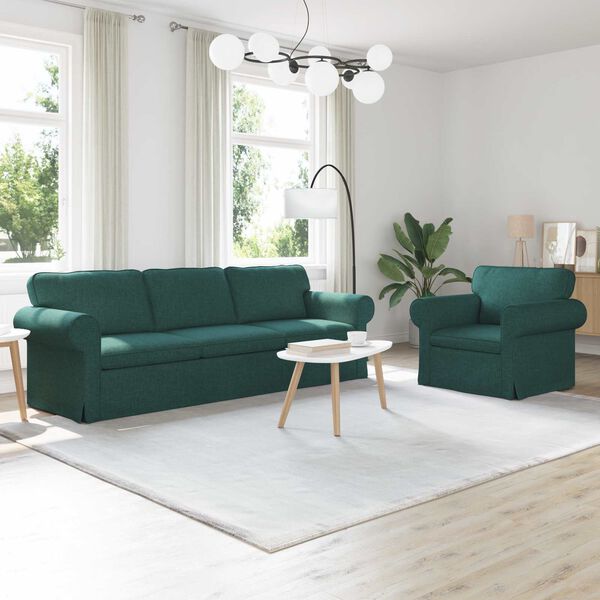 vidaXL Sofa 210cm 2 pcs Tamsiai žalia Metalas