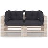 vidaXL Dvivietė sodo sofa i&scaron; palečių su pagalvėlėmis, pu&scaron;ies mediena