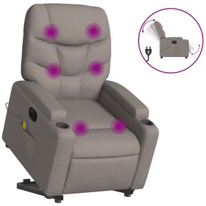 vidaXL Atsistojantis elektrinis masažinis krėslas, taupe, audinys