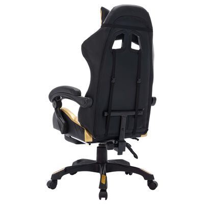 vidaXL Žaidimų kėdė su LED lemputėmis, auksinė ir juoda, dirbtinė oda